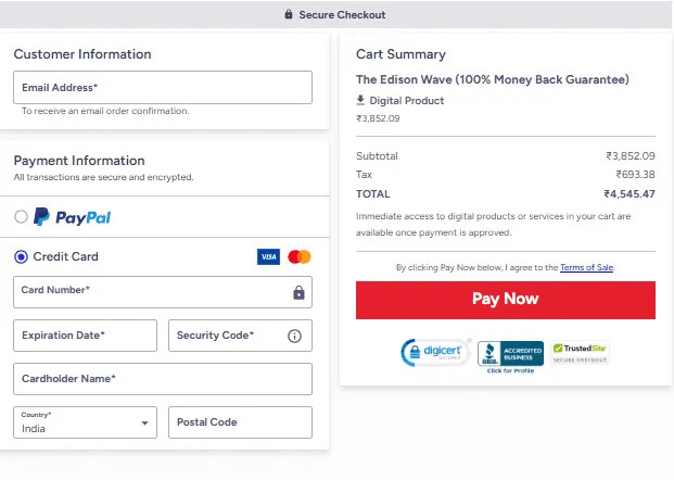 What happens after I click the Buy Now button on The Edison Wave for tinnitus relief program